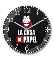 La Casa De Papel  Duvar Saati Bombeli Gercek Cam
