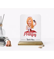 BK Gift Kişiye Özel Prenses Karikatürlü Ahşap Standlı Çerçeve-3 (Beyaz)