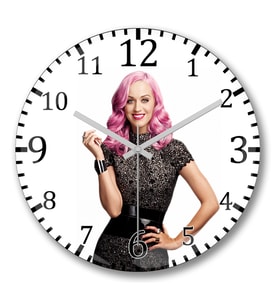 Katy Perry Cabelo Rosa Duvar Saati Bombeli Gercek Cam