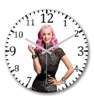 Katy Perry Cabelo Rosa Duvar Saati Bombeli Gercek Cam