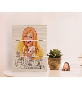 BK Gift Kişiye Özel Kadın Mimar Karikatürlü Otantik Masaüstü Ahşap Palet Çerçeve-1 (Beyaz)
