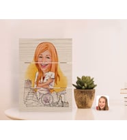 BK Gift Kişiye Özel Kadın Mimar Karikatürlü Otantik Masaüstü Ahşap Palet Çerçeve-1 (Beyaz)