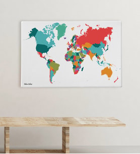 BK Gift Kişiye Özel Dünya Haritası Kanvas Tablo (50x70cm.) 1