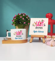 Sınıf Öğretmeni Ahşap Altlıklı Fincan ve Dekoratif Taş Baskı Hediye Seti