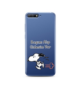 Snoopy Tasarımlı Süper Şeffaf Silikon Telefon Kılıfı Huawei Y6 2018