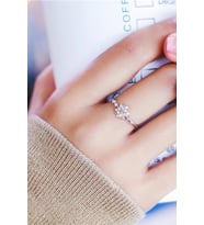 Kristal Kar Tanesi Ayarlanabilir 14 K Rose / Altın veya Gümüş Kaplama Kadın Yüzük (Rose)