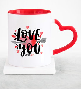 BK Gift Kişiye Özel Seni Seviyorum Kırmızı Kalpli Kupa Bardak  2