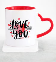 BK Gift Kişiye Özel Seni Seviyorum Kırmızı Kalpli Kupa Bardak  2
