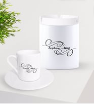 BK Gift Kişiye Özel İsimli Türk Kahvesi Fincanı ve Seramik Kül Tablası Seti-3 (Model 1)
