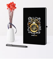 BK Gift Kişiye Özel Yılbaşı Mutlu Yıllar Temalı Siyah Defter Kalem Seti - 9