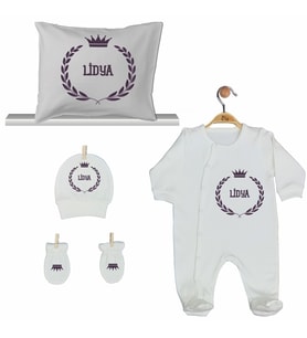 Pia Baby GL 2006 İsme Özel Taçlı Yastık Tulum Set