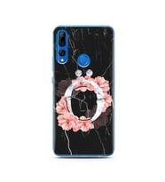 Mermer Çiçekli Harf Tasarım Süper Şeffaf Silikon Telefon Kılıfı Huawei Y9 Prime 