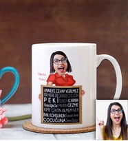 BK Gift Kişiye Özel Anneler Günü Temalı Karikatürlü Beyaz Kupa Bardak B6