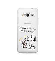 Snoopy Tasarımlı Süper Şeffaf Silikon Telefon Kılıfı Samsung Core 2