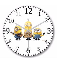 Minyonlar  Minions Duvar Saati Bombeli Gercek Cam