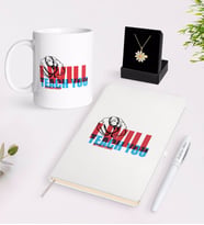 BK Gift Kişiye Özel İngilizce Öğretmeni Beyaz Kupa Defter Kalem ve İsimli Papatya Kolye Hediye Seti-11 (Model 1)