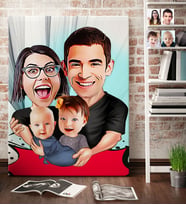 BK Gift Kişiye Özel Aile Karikatür Kanvas Tablo 70x100cm 4