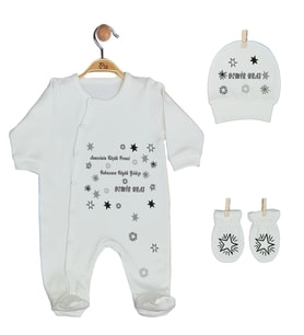 Pia Baby Gl 1950-01 İsme Özel Üçlü Tulum Set