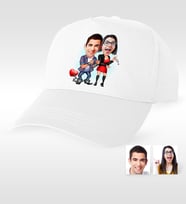 BK Gift Kişiye Özel Sevgililer Karikatür Beyaz Şapka  1