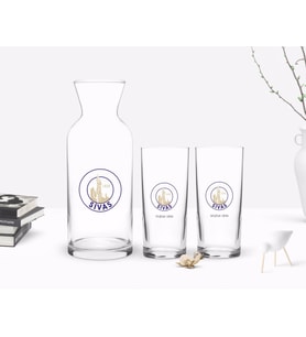 BK Gift Kişiye Özel Renkli Baskılı Sivas Tasarımlı Turistik İkili Rakı Bardağı ve Karaf Hediye Seti-1 (Model 1)