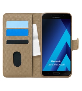 Microsonic Samsung Galaxy A7 2017 Kılıf Fabric Book Wallet Gold