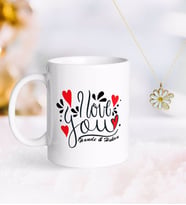 BK Gift Kişiye Özel Sevgililer Günü Kupa ve Çift İsimli Papatya Kolye-76 (Model 1)
