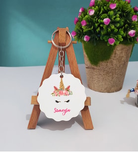 Unicorn Tasarımlı Hediye Kişiye Özel Unicorn Ahşap Anahtarlık