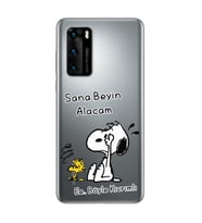 Snoopy Tasarımlı Süper Şeffaf Silikon Telefon Kılıfı Huawei P40 Pro