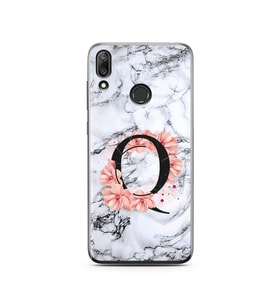 Mermer Çiçekli Harf Tasarım Süper Şeffaf Silikon Telefon Kılıfı Huawei Y7 2019 Q