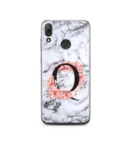 Mermer Çiçekli Harf Tasarım Süper Şeffaf Silikon Telefon Kılıfı Huawei Y7 2019 Q