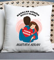 Babaya Özel İsimli Yastık (Beyaz)