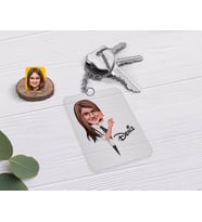 BK Gift Kişiye Özel Kız Çocuk Karikatürlü Şeffaf Pleksi Anahtarlık-1 (Beyaz)