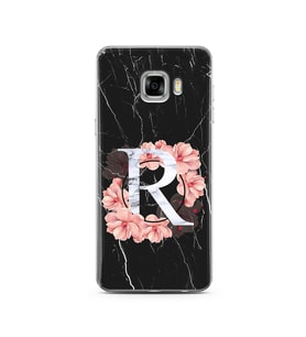 Mermer Çiçekli Harf Tasarım Süper Şeffaf Silikon Telefon Kılıfı Samsung C5   R-H