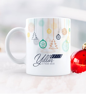 BK Gift Kişiye Özel Yılbaşı Mutlu Yıllar Temalı Beyaz Kupa Bardak - 15