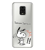 Snoopy Tasarımlı Süper Şeffaf Silikon Telefon Kılıfı Xiomai Redmi Note 9 Pro - N