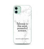 Iphone 11 Beyaz Mermer Söz Tasarımlı Telefon Kılıfı