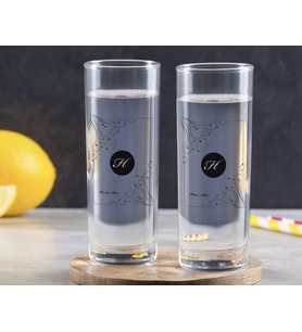 BK Gift Kişiye Özel Renkli Baskılı Baş Harf İsim Tasarımlı İkili Vodka Bardağı-1 (Beyaz)