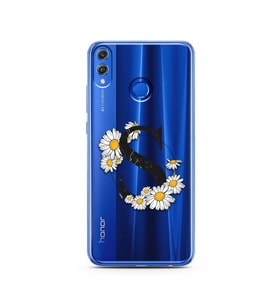 Papatya Harf Tasarım Süper Şeffaf Silikon Telefon Kılıfı Huawei Honor 8x S-Harfi