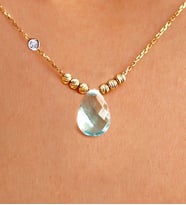 Demas Gold Pırlanta 14 Ayar Altın Dorika Aquamarin Taşlı Kolye
