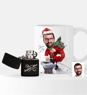 BK Gift Kişiye Özel Yılbaşı Temalı Bay Karikatürlü Çakmak ve Kupa Seti - 3