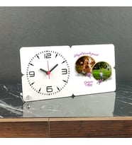 Hayat Seninle Güzel Fotoğraflı Ahşap Masa Saati