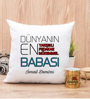 Dünyanın En İyi Babası Yastık ve Gold Kupa Bardak