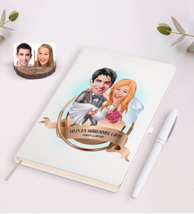 BK Gift Kişiye Özel Yılın En Mükemmel Çifti Karikatürlü Beyaz Defter ve Kalem Hediye Seti-72