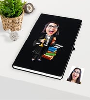 BK Gift Kişiye Özel Bayan Avukat Karikatürlü Siyah Defter - 2