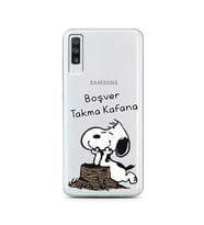 Snoopy Tasarımlı Süper Şeffaf Silikon Telefon Kılıfı Samsung A70