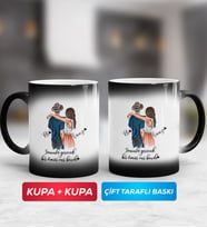 İkili Sevgiliye Hediye Bir Ömür Sevgililer Günü Hediyesi Sihirli Kupa Bardak