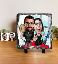 BK Gift Kişiye Özel Sevgililer Karikatürlü Dekoratif Doğal Taş  18