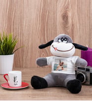 Sevgiliye Hediye Baş Harfli Çiçek Tasarım Kırmızı Fincan ve Peluş Eşek