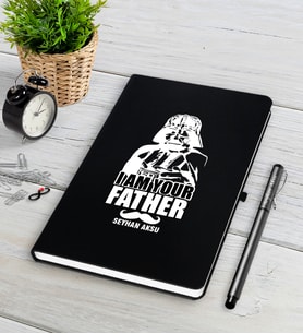 BK Gift Kişiye Özel Baba Siyah Defter Kalem Seti-2