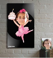 BK Gift Kişiye Özel Kız Çocuk Doğum Günü Karikatür Ahşap Tablo - 1